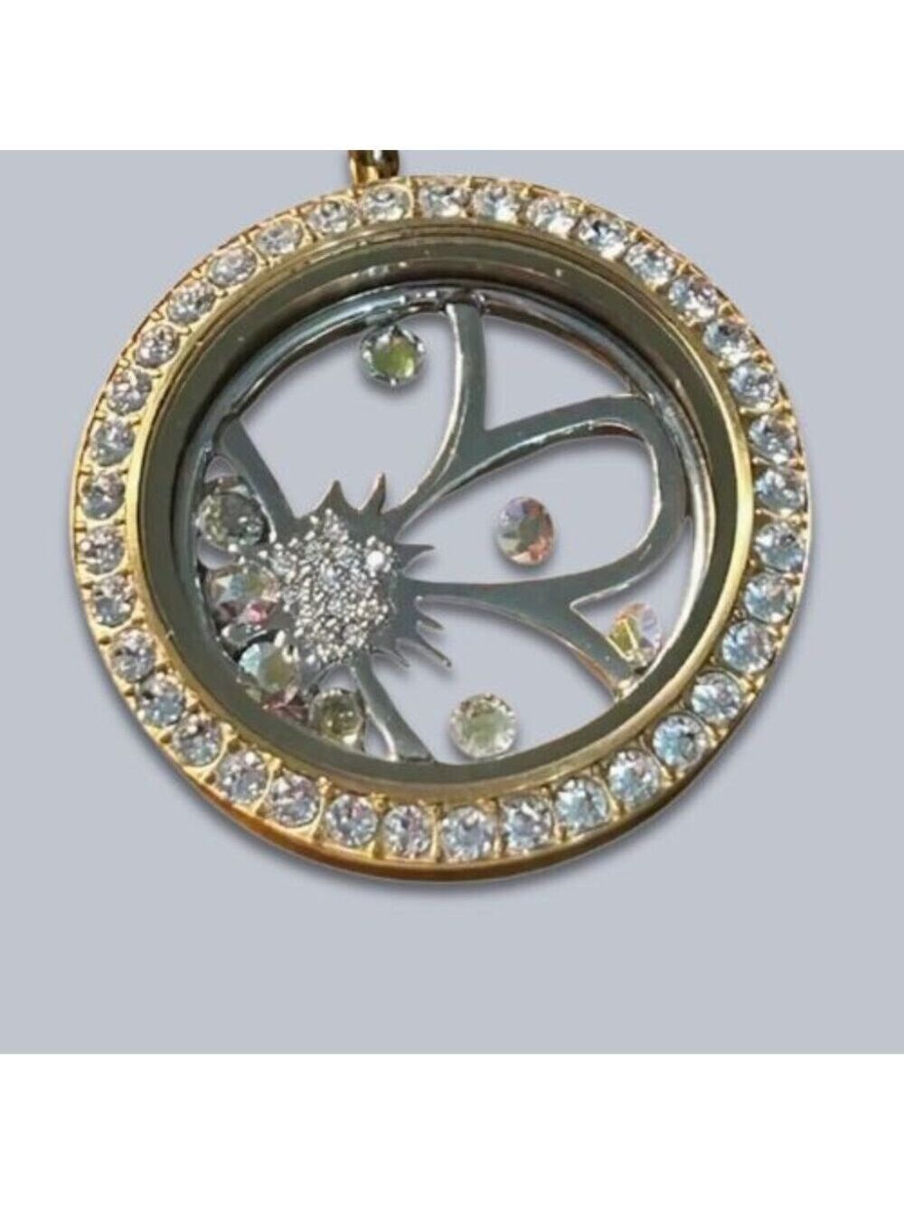 Authentic Origami Owl Butterfly Accent Charm Necklace Dangle Locket Gold/Blue OS - Picture 3 of 6